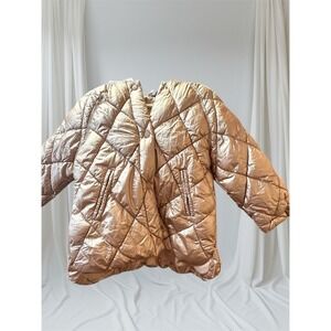 Zara Baby Metallic Puffer Coat 18–24 Months | Rose Gold Hooded Jacket